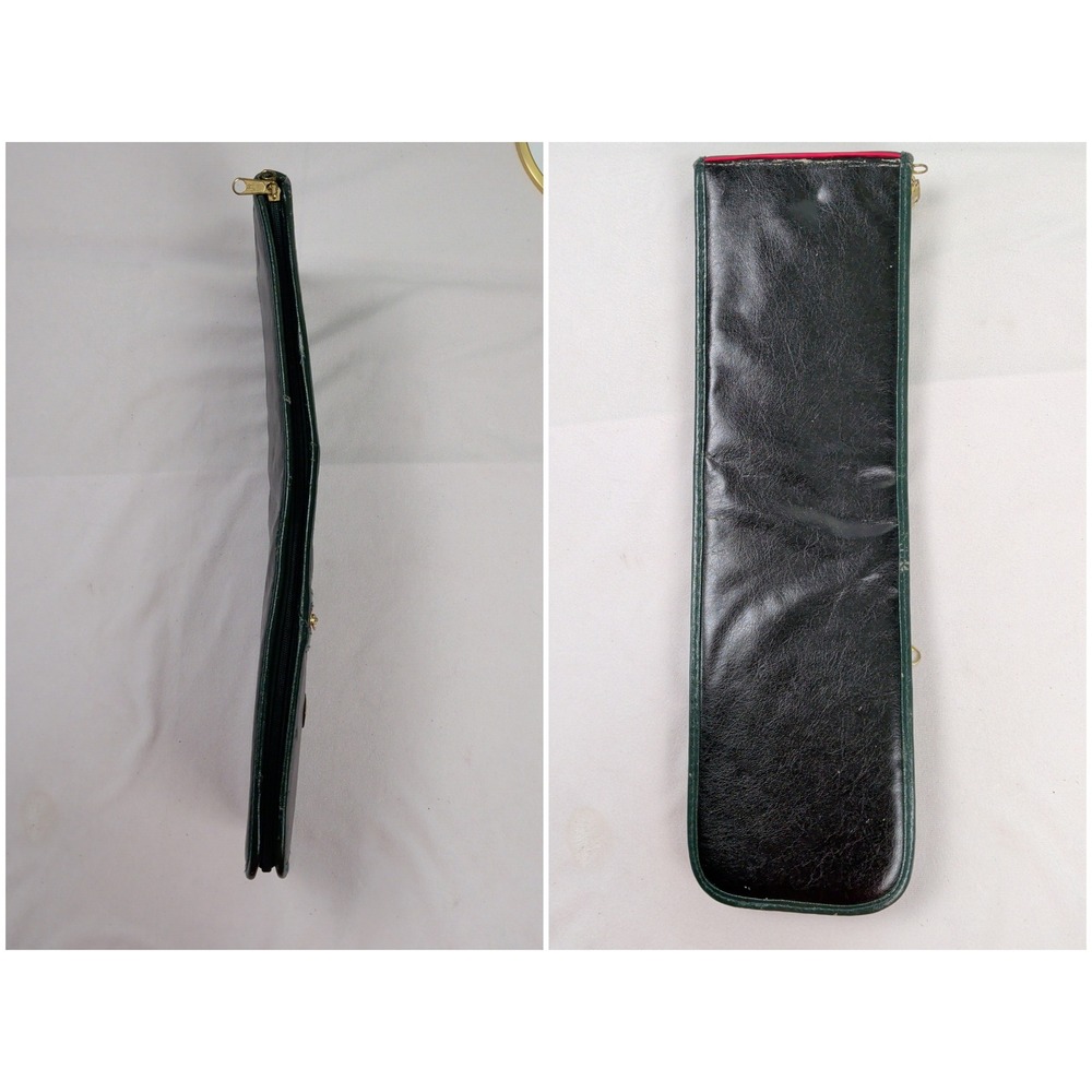 Tie Rack London Vintage Black Faux Leather Travel Tie Case Organizer Green Trim - Picture 6 of 11